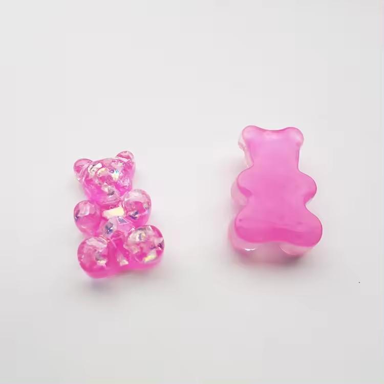 Hot Sale Jelly-Colored Bear Charm Flat Back DIY Earring & Keyring Accessories for Souvenirs Made of Artificial Resin