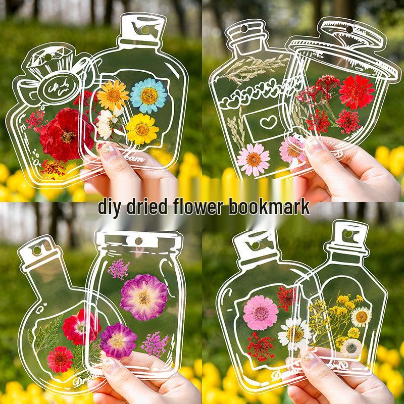 Handmade Dried Flower Bookmark - Spring Collection with Transparent Leaf Specimen