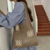 Hollow Design Crochet Tote Bag Sweet Flower Mesh Beach Bags Shopping Bag Women Shoulder Bag  Girls