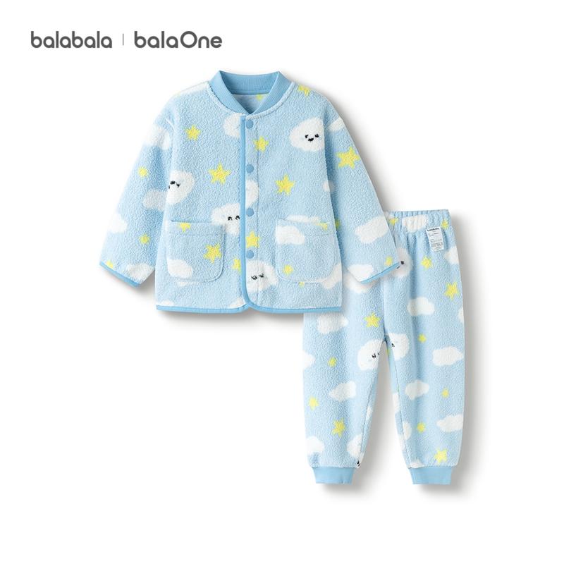 BalabalaOne Home Clothing Set for Boys and Girls Winter New Half Fleece Warmth