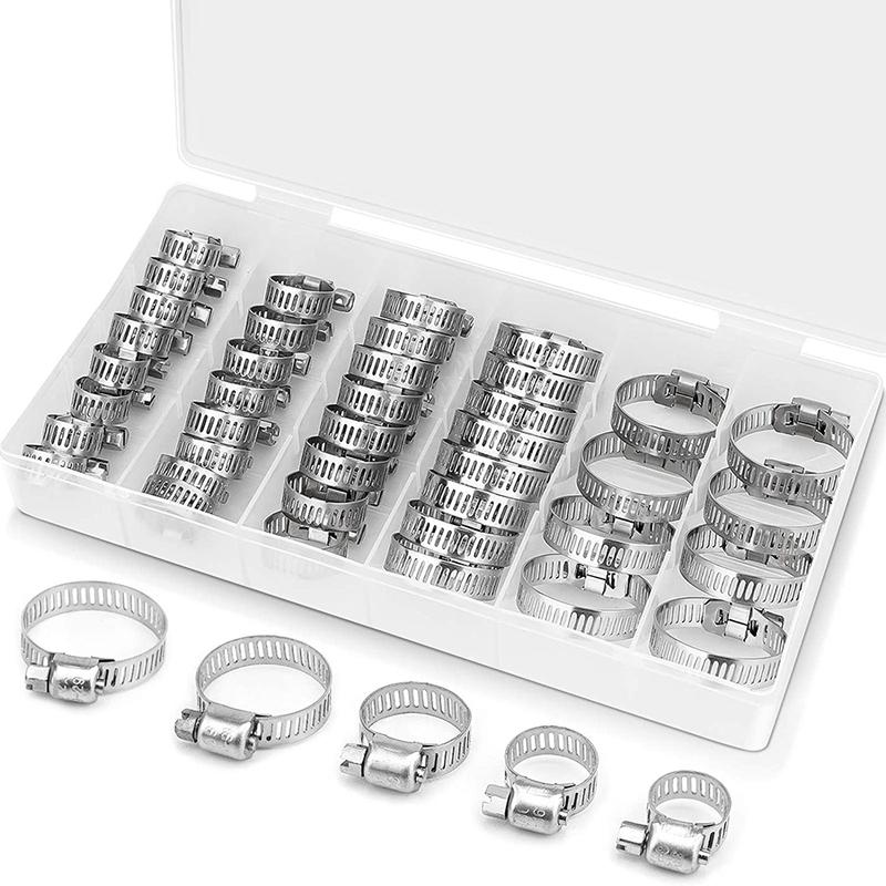 40PCS hose clamp set 1/4  – 1-1/8  stainless steel worm gear hose clamp for pipes, intercoolers, pipes, pipes and fuel pipes 40pcs