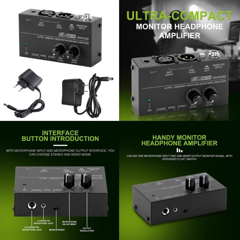 Headphone Amplifier Mixer with Highly Power Headphone Output Perfect for Performers On Stage Low Noise Sound Amplifier