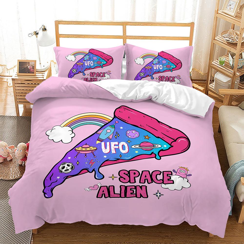 Bed Three-Piece Rainbow Star Illustration Series Unicorn 3D Digital Printing Kit