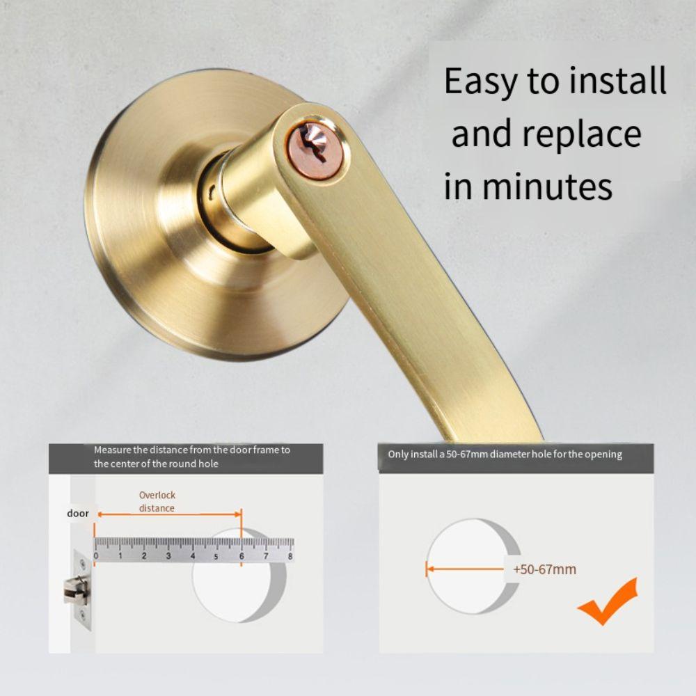 Interior Reversible Door Lock Lever Satin Brass Finish Hardware Lockset  for Bedroom