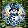 Christmas Snowman Metal Wall Art Decor for Cafe Pub Home Entryway 8x8 Inch Aluminum Sign
