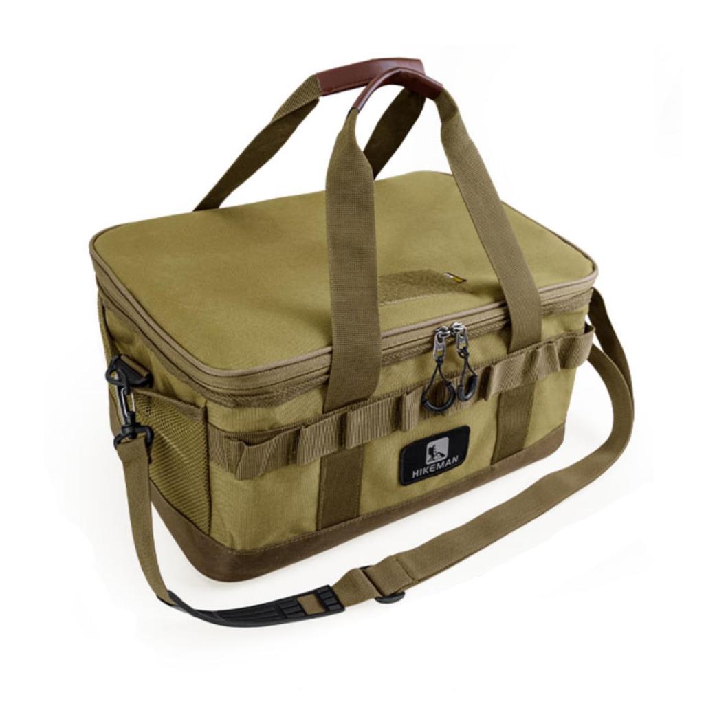 Soft Container, Camping Storage Box, Gear Case, Freestanding, Cushioned, PVC Lining, Dividers, Container Box, Outdoor Storage Case, BBQ (Khaki)