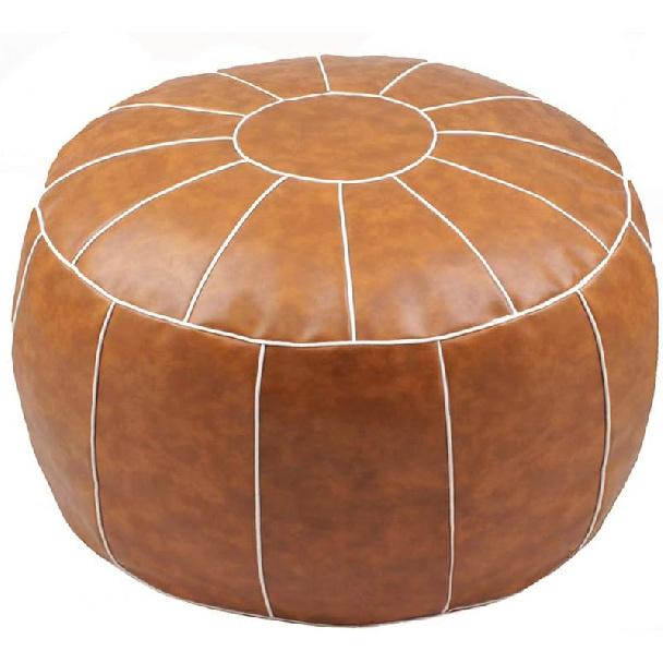 Decorative Pouf Foot Stool Round Unstuffed Leather Ottoman Cushion Storage seat or for Resting Your Feet on, Floor Chair Foot Living Room Bedroom