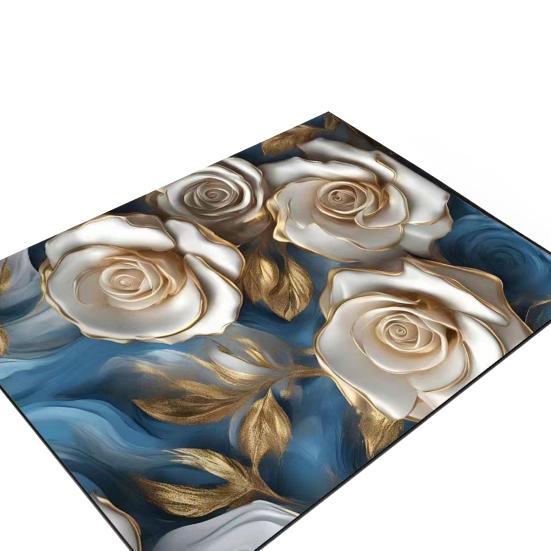 3D Visual Flower Rug Diatomaceous Earth Absorbent Bath Mat Floral Floor Mat with Non-Slip Backing for Entrance Kitchen Bathroom Shower