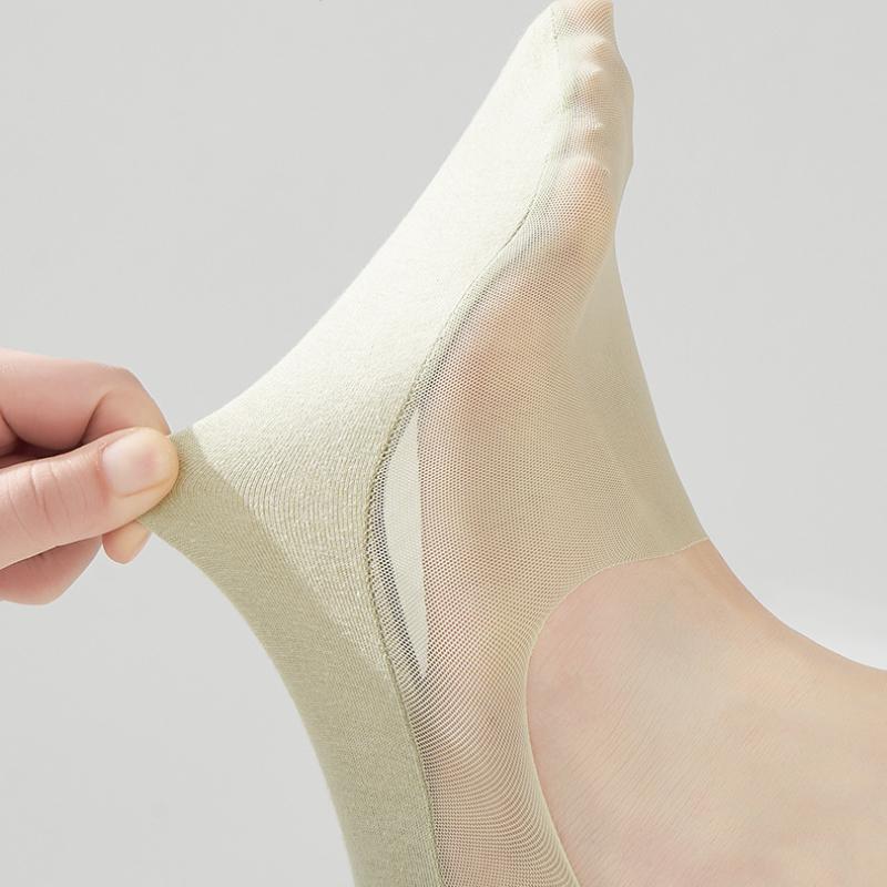 3 Pairs Women's Summer Silicone Anti Slip Socks Invisible Low Cut Boat Socks Solid Color Breathable Sock