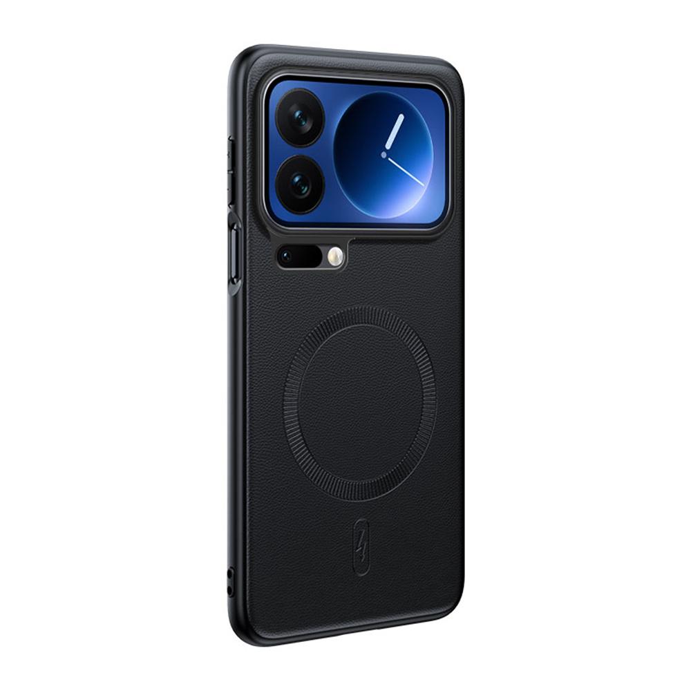 For Xiaomi 17 Pro Magnetic Case Leather Coated TPU + PC Phone Cover