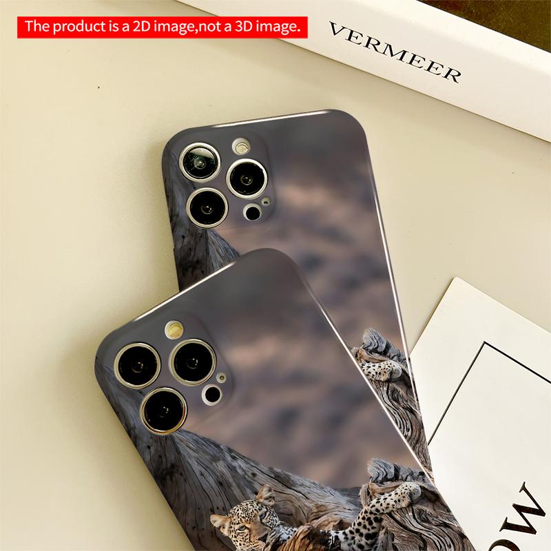 2DFlat Leopard Resting in Weathered Tree Trunk All inclusive film hard iPhone case, compatible with iPhone 18 Pro Max 17 16 15 14 13 12 11