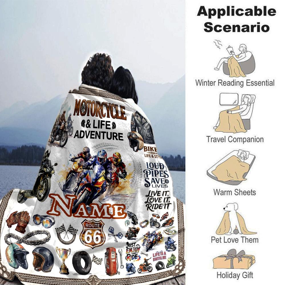Motorcycle Adventure Life Style Customize Your Name Home Blanket S Comfortable Soft Lightweight Allseason Multipurpose Blanket For Picnics Couches