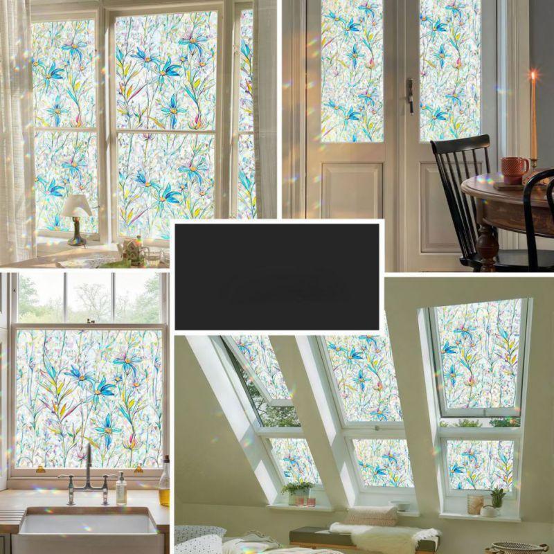 Window Stickers Vibrant Floral and Leaf Pattern Window Decals