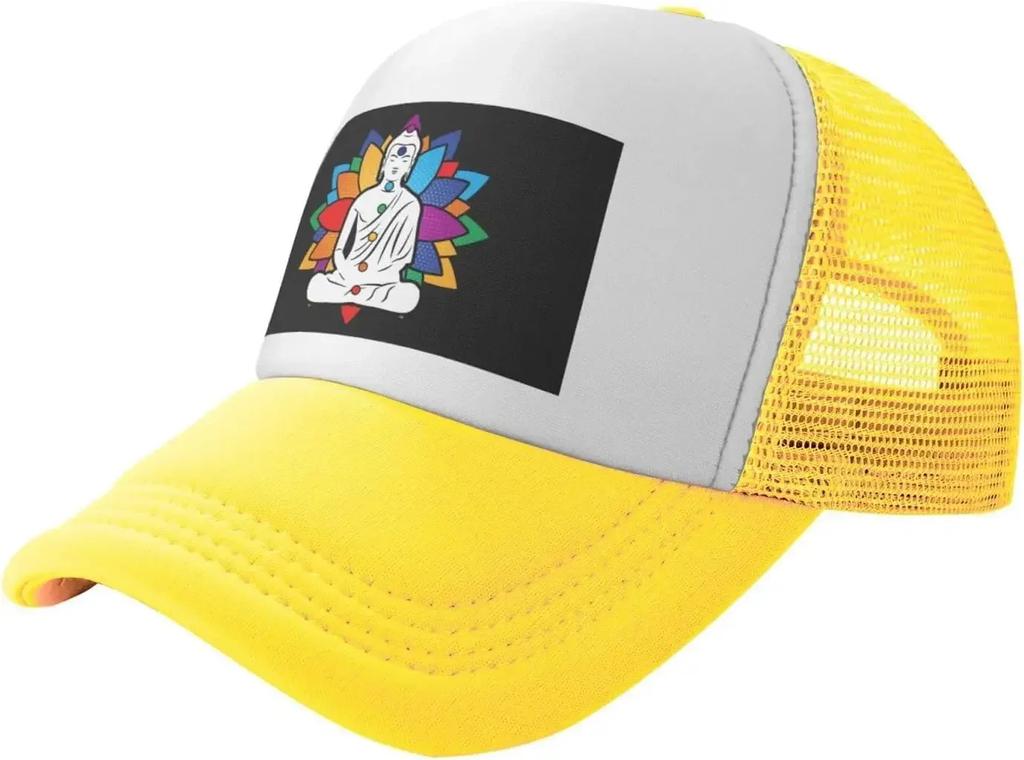 Buddha Chakra Meditation Trucker Hat  Mesh Baseball Snapback Cap for Unisex Or Women Outdoors