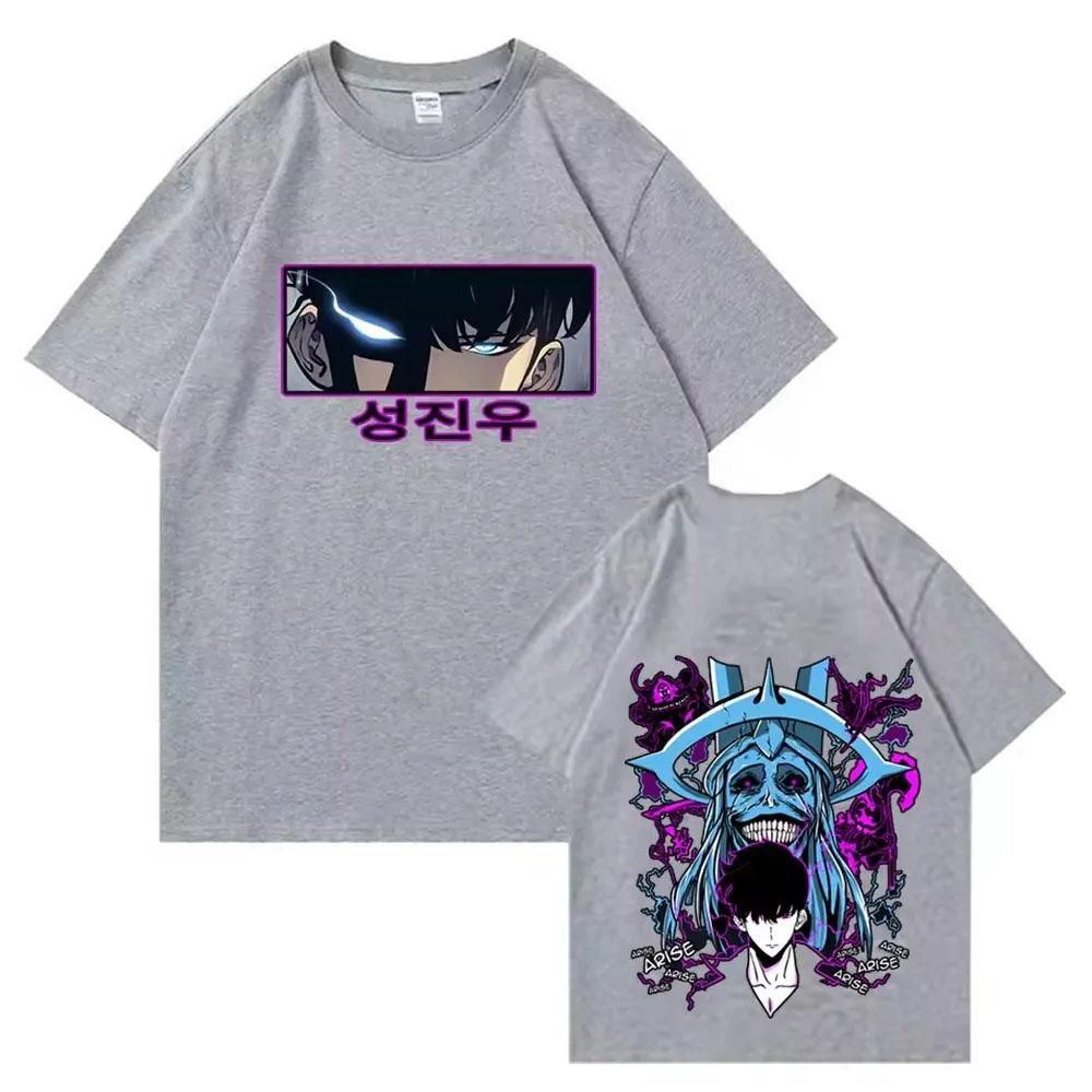 Y2K Unisex Oversize Clothing Anime Solo Leveling T Shirt Sung Jinwoo T Shirts Unisex Hip-Hop T Shirt Harajuku Unisex Casual Top Unisex 4XL