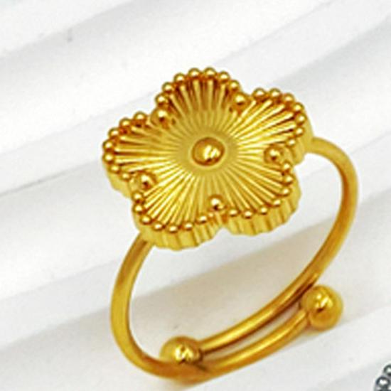 Lucky Five-Leaf Clover Adjustable Titanium Steel Ring