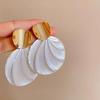 Fashionable Alloy Shell Shaped Dangle Earrings Handmade Two Tone Ear Accessories Fashion Jewelry for Everyday Wear