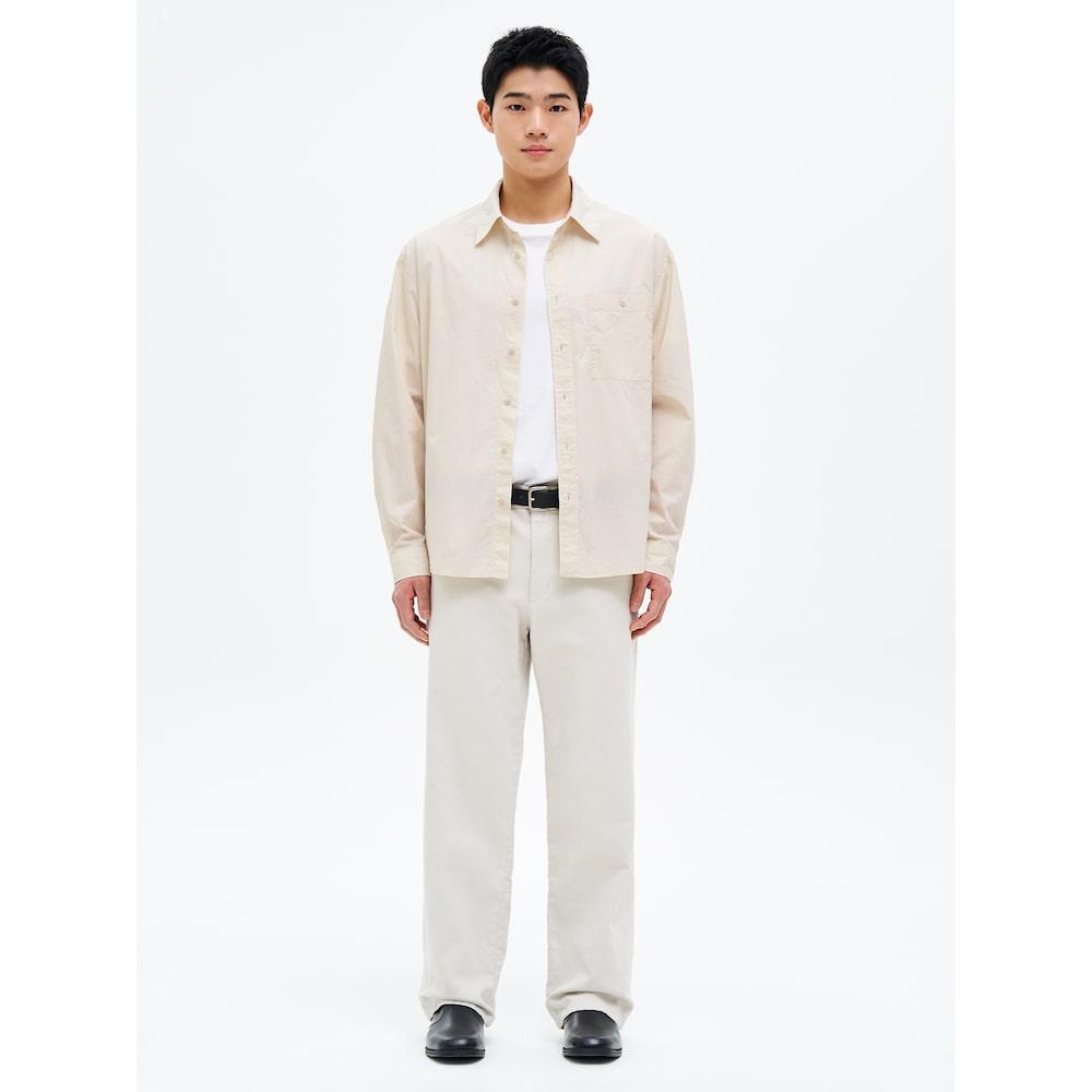 8SECONDS Cotton Spandex Semi-Wide Fit Elastic Waist Pants Ivory