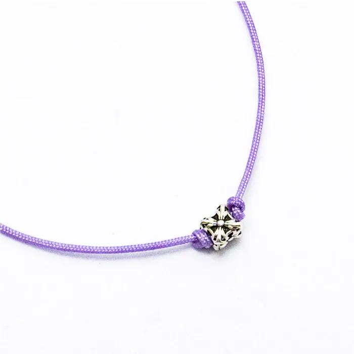 HR 292B_Cube Pendant Fabric Bracelet(Purple)