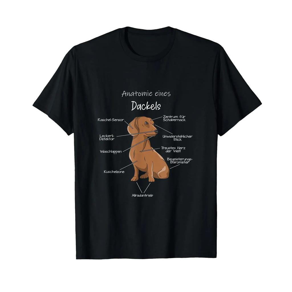 Anatomy Of A Dachshund Badger Dog Dogs T Shirt Vintage Slightly Stretched Comfortable Homme Versatile Soft Graphic