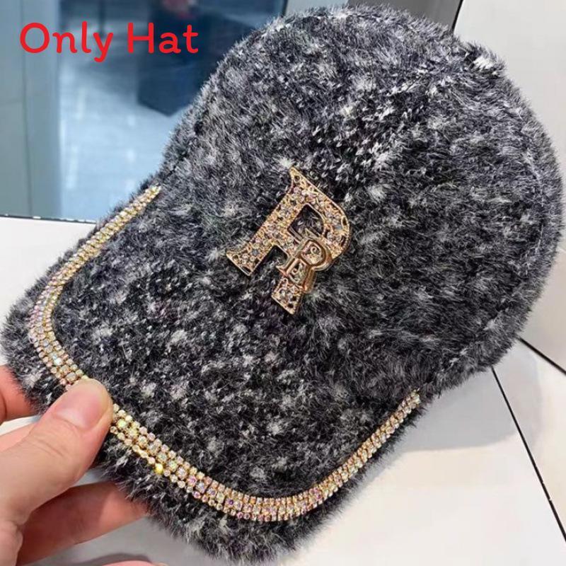 Water Drip Letter Baseball Cap With Rhinestones For Winter Warmth And Style