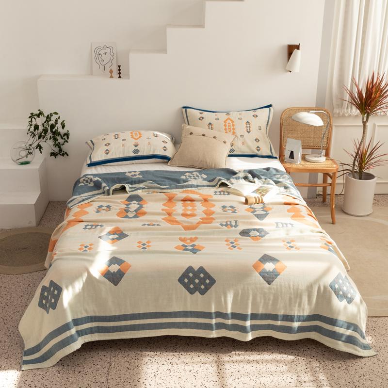 Bohemian Cotton Four-layer Gauze Towel Quilt,100% Washable Summer Cooling Quilt Cold Silk Air Condition Quilt/Blanket/Duve