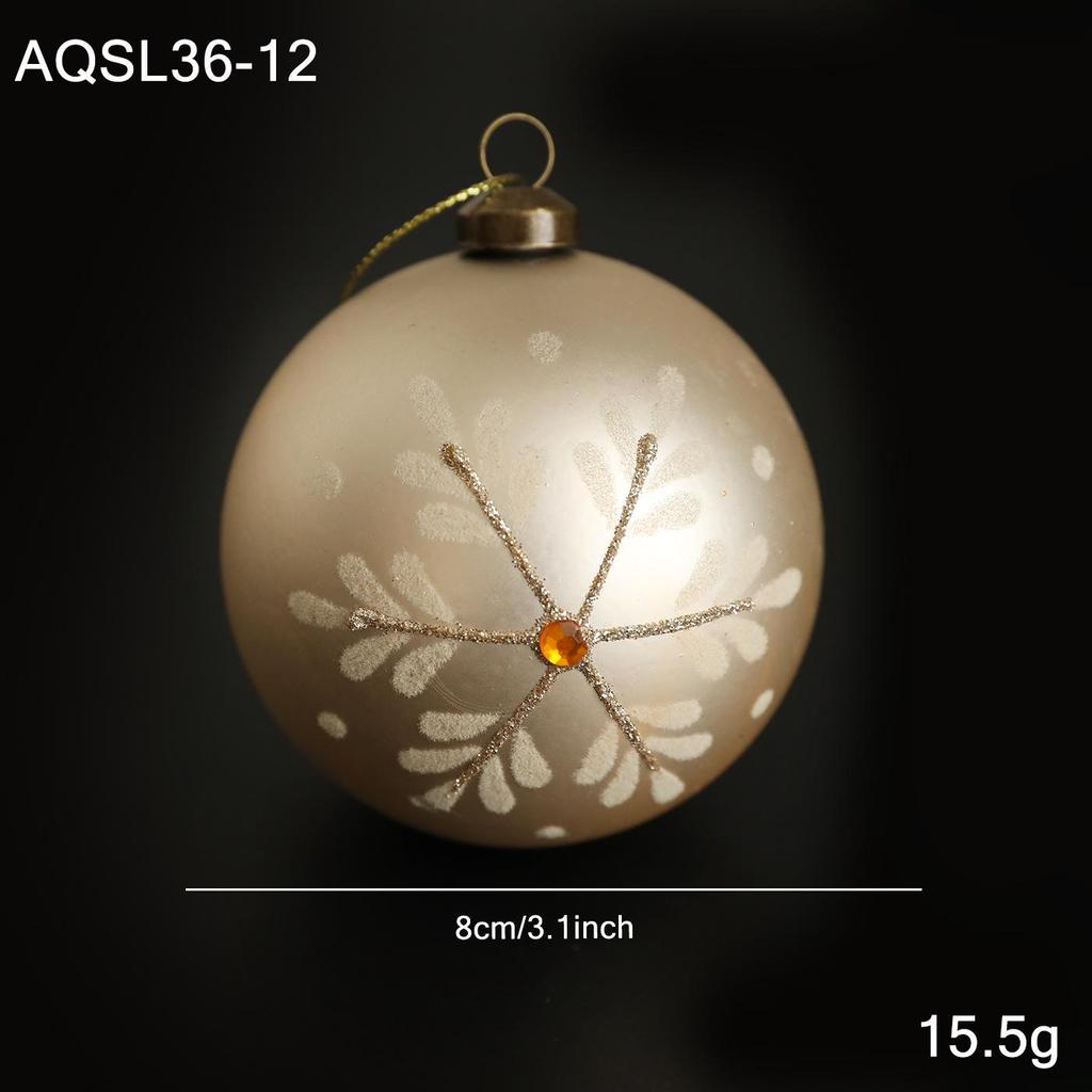 8CM Champagne Gold Christmas Ornament: Retro Tree Hanging Ball Decoration.