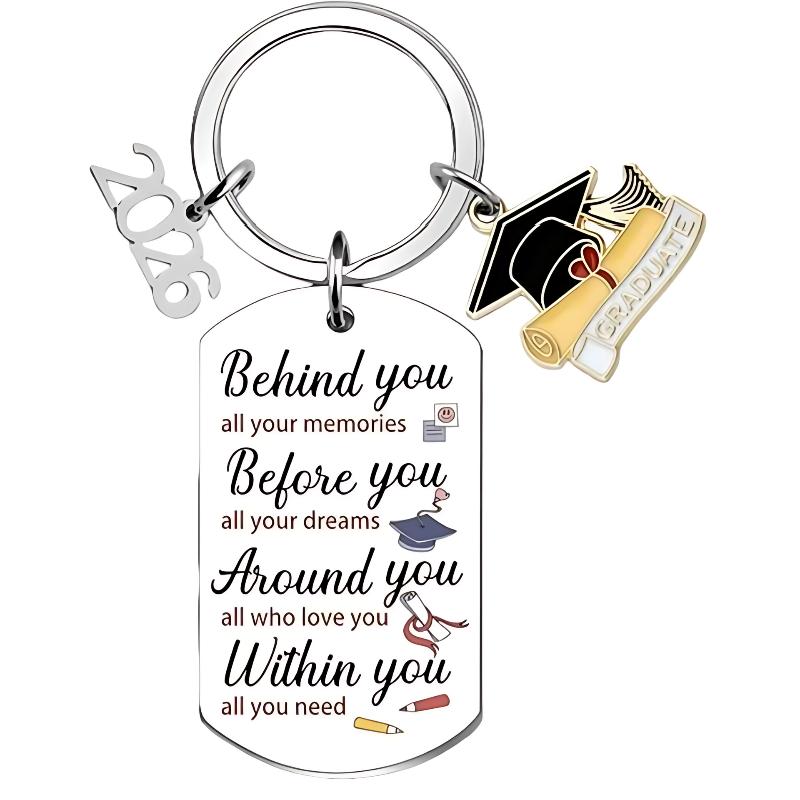 2026 Graduation Gifts School Graduation Keychain Stainless Steel Keyrings Personalized Accessories Fashion Pendant