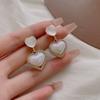 Korean Sweet Love Opal Earrings, Niche Design High-end Love Pearl Earrings
