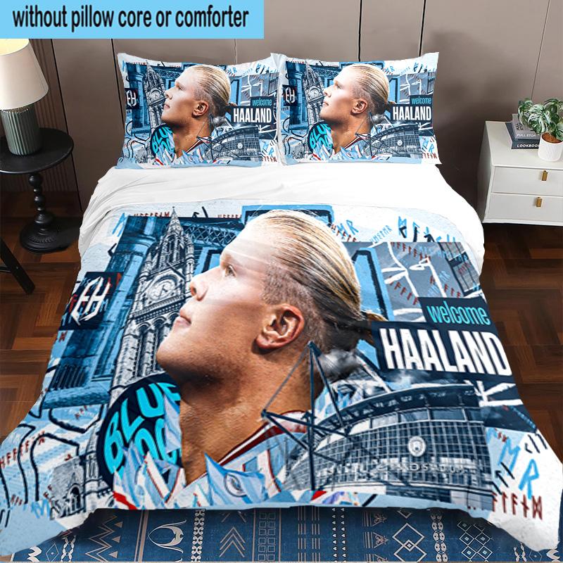 Haaland Player Pose 3PCS Bedding set,Ideal for1pc Duvet Cover And 2pcs Pillowcases Perfect for Christmas gift,Ideal for Bedroom, Dormitory