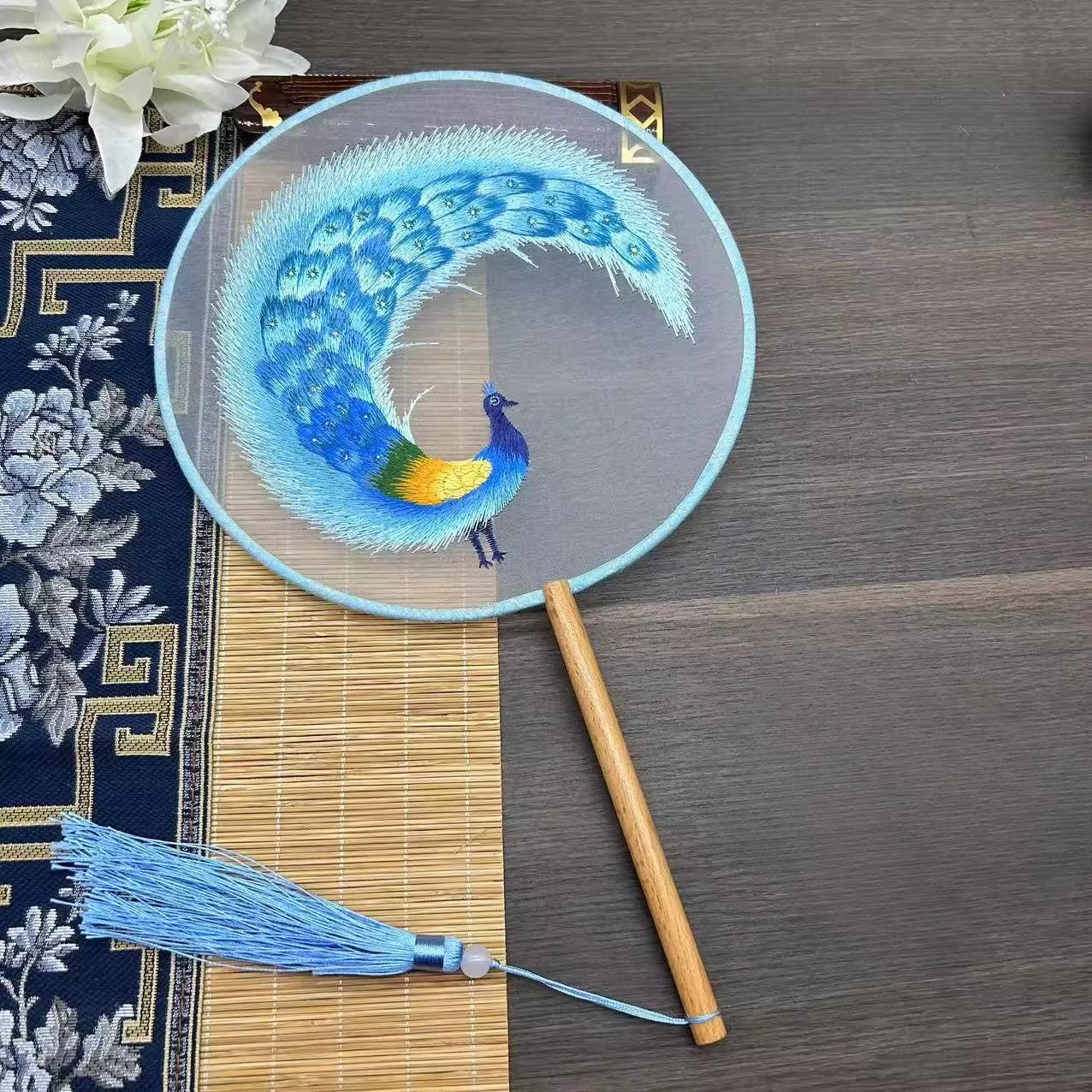 

Double Sided Embroidered Decorative Fan Qipao Paired with Fan Props for Ancient Dance Chinese Handicrafts Embroidered Fan Only selling fans