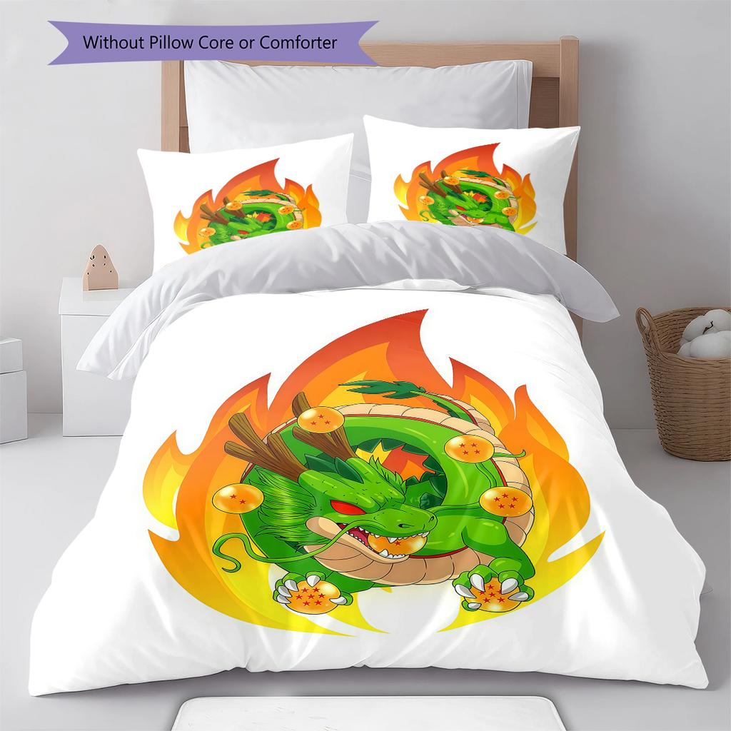 Shenron Pattern Bedding,Quilt Set Quilt Cover Pillowcase Home Birthday Gift (1 * Duvet Cover + 2 * Pillowcase, Without Core)