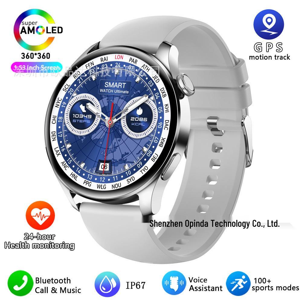 HW90 Bluetooth Smartwatch with Heart Rate Monitor, Rotating Button, Pedometer, and Waterproof Design.