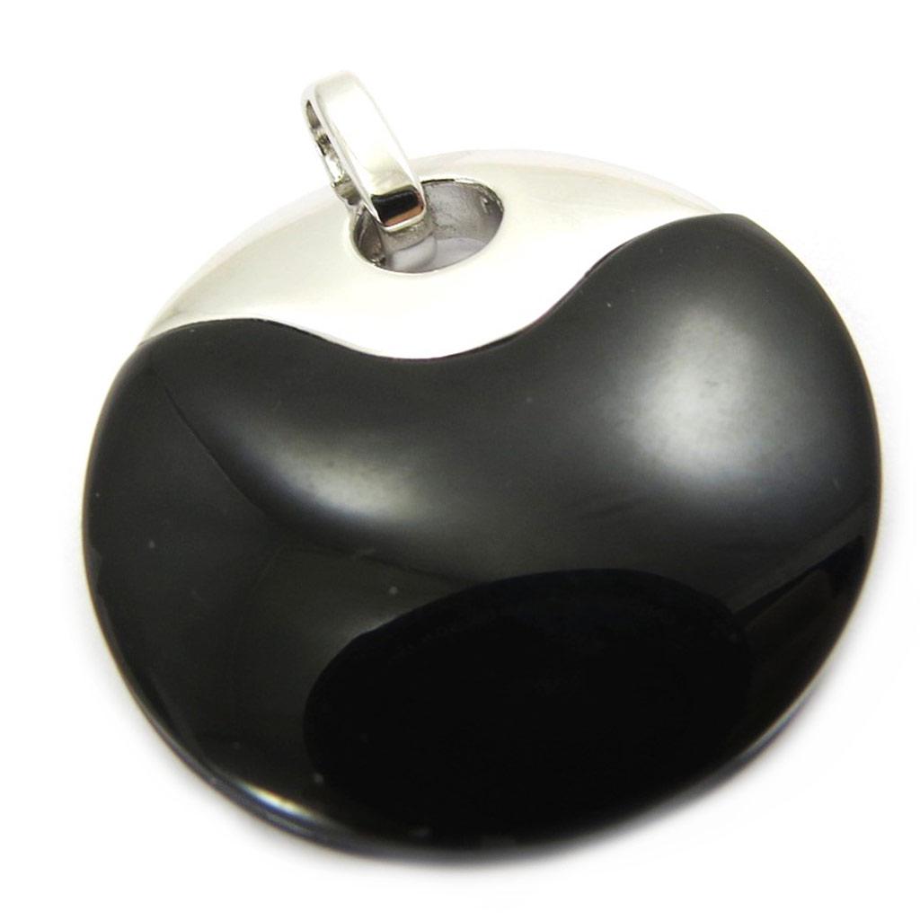 Les Trésors De Lily [G6460] - Silver 'Obao' Onyx Pendant