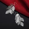 925 Silver Leaf Wedding Dangle Earrings For Women Ladies Piercing Party Jewelry Gifts Accessories