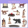 Native American Chief Pvc Figurine Set With Wildlife Animal Models For Home Decor