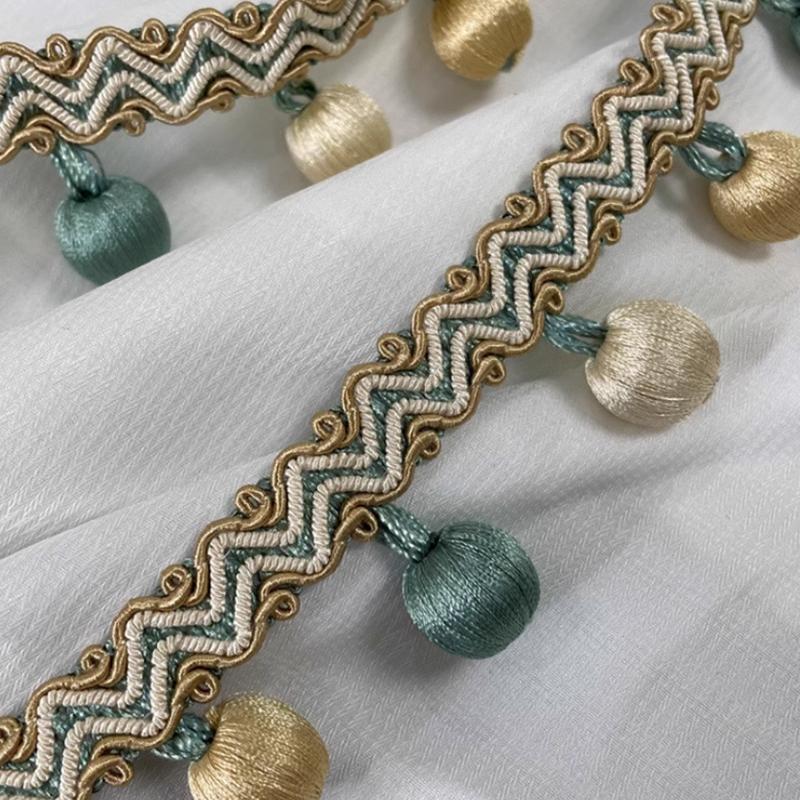 1 Meter Curtain Lace Tassel Pom Pom Ball Fringe Upholstery Ribbon Trim For Diy Sewing Sofa Tablecloth Curtain Decor Accessories