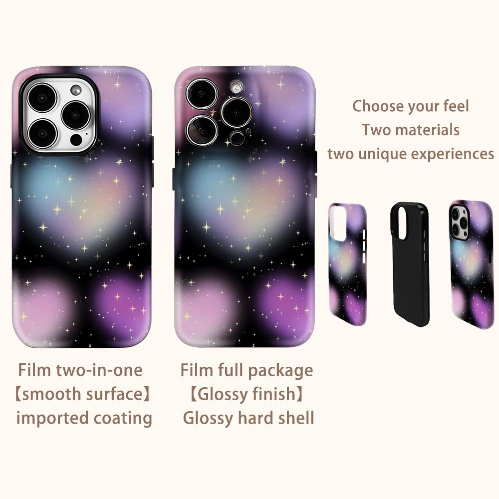 Glowing Heart Sparkle Phone Case for IPhone 17AIR 16E 16 15 14 13 12 11 17 Pro Max Plus Double-layer Back Cover