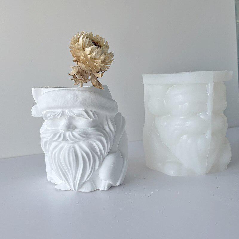 

Рождественская силиконовая форма для кашпо 3D Рождественский Дед Мороз форма для бетонного цветочного горшка цементная форма для вазы подсвечник банка форма для горшка гнома