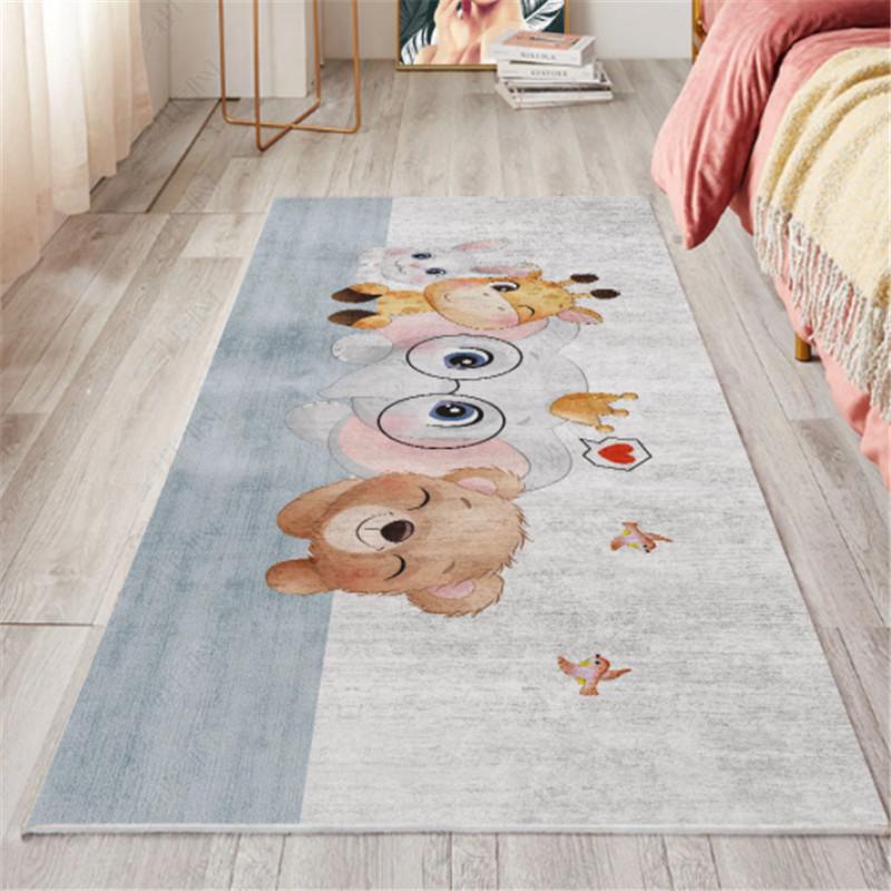 Internet Celebrity Style Bedroom Carpet: Cute Long Strip Washable Floor Mat for Under Bed or Bedside
