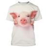 Camiseta gráfica de cerdo lindo impresa en 3D de tendencia para hombre Ropa Camiseta divertida Verano Casual Cuello redondo Manga corta Moda Tops de gimnasio