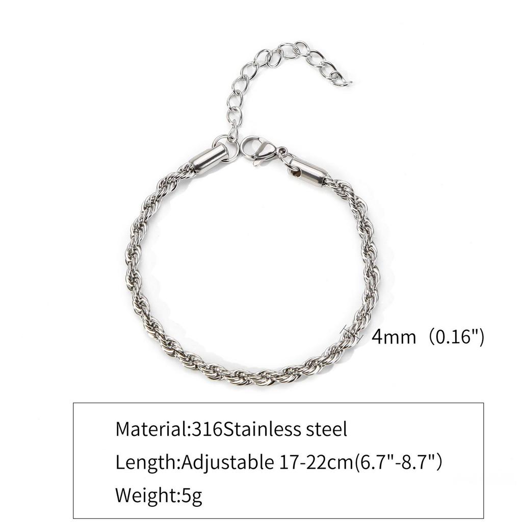 Unisex 18k Gold-Plated Stainless Steel Cuban Necklace/Bracelet, 2-5mm Twisted Chain
