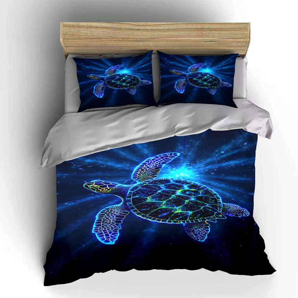 Glowing geometric sea turtle. Bedding sets Duvet cover sets Duvet covers Pillowcases(1*Duvet Cover 2*Pillowcases without duvet insert)