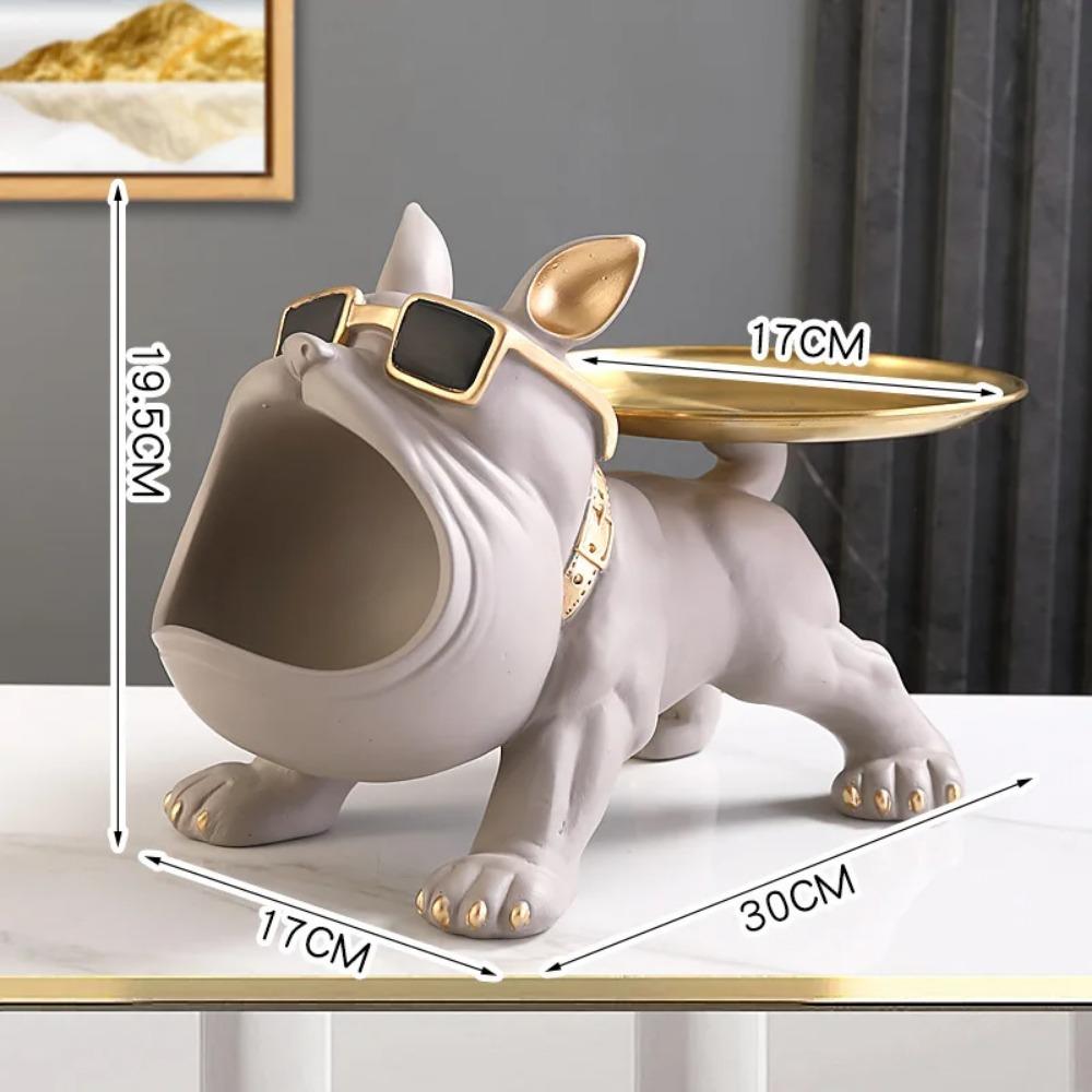 Cool French Bulldog Butler Décor with Tray Big Mouth Dog Statue Home Décor Storage Box Animal Resin Sculputre Figurine Art Gift