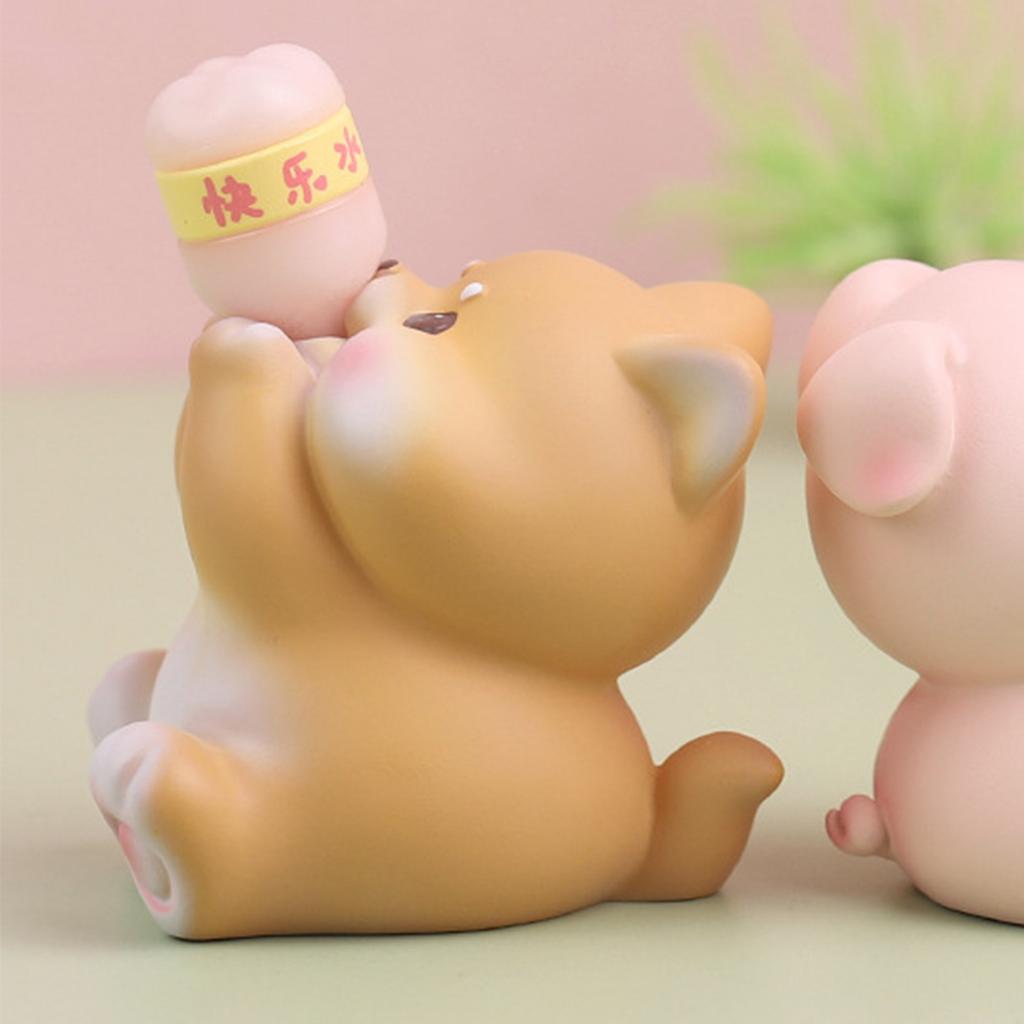 Cute Animal Figurine for Kids Resin Mini Animal Toy Cake Topper Desktop Decoration Dashboard