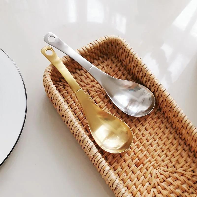 Stainless Steel Soup Spoon Simplicity Household Tableware Children's Soup Spoon Kitchen Tool High Appearance Level Dinner Scoop