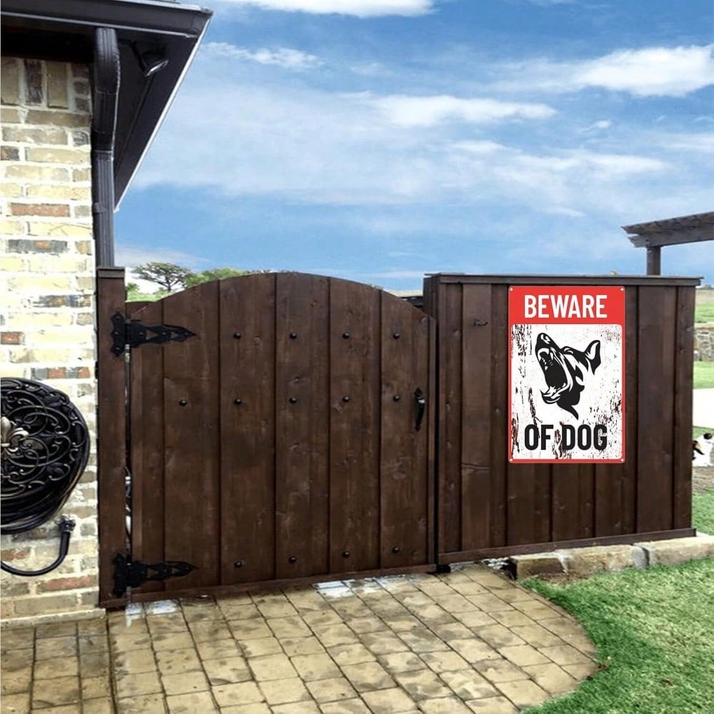 Beware of Dog Metal Tin Sign German Shepherd Home Security Outdoor Warning