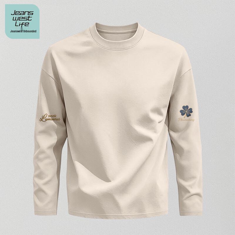 Jeanswest Life Men's Loose Fit Cotton Crewneck Long-Sleeve Tee