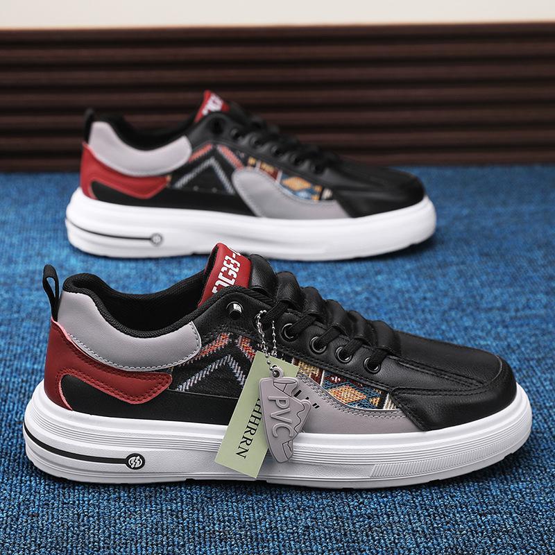 One-pedal men's shoes spring breathable double-color board shoes sports and leisure leather flat-bottomed driving cover wearing trendy shoes 2025