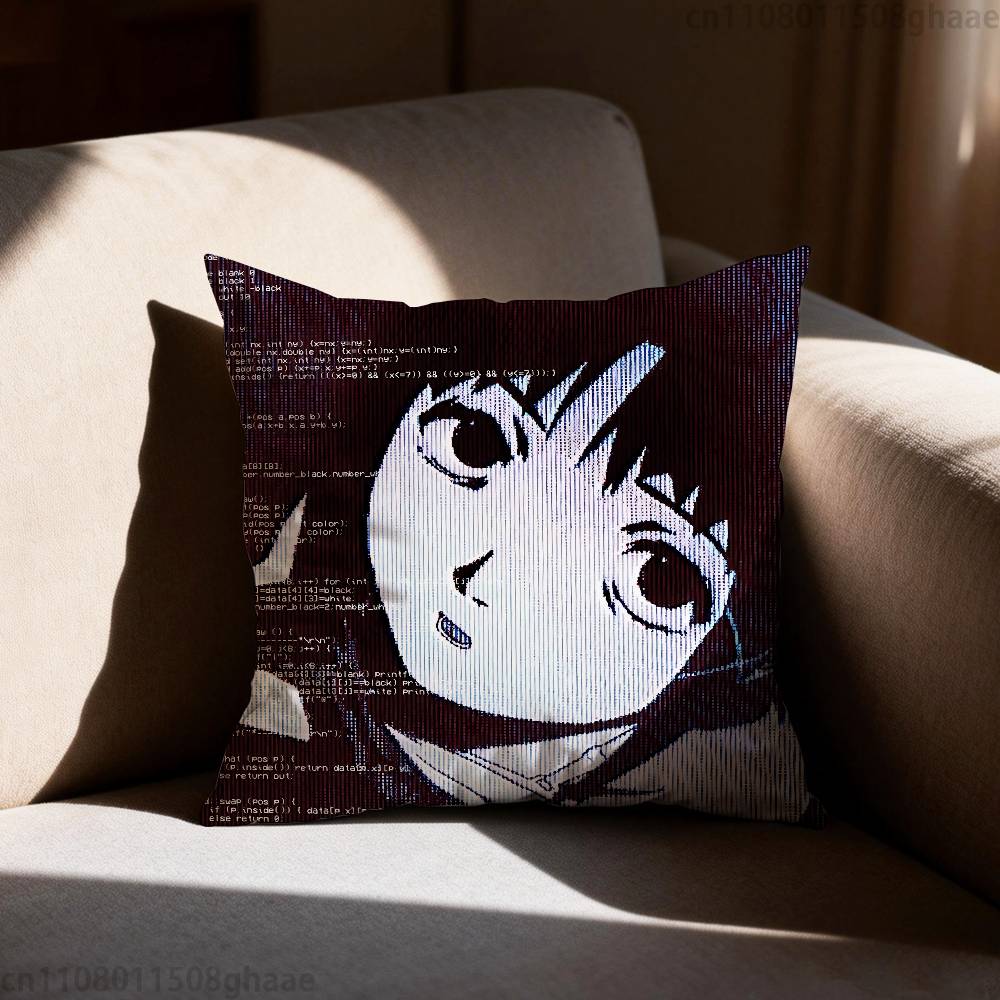 Serial Experiments Lain Pillow Case Square DoubleSided Printing Short Plush Sofa Cushion Cover Bedroom Bedside Pillow